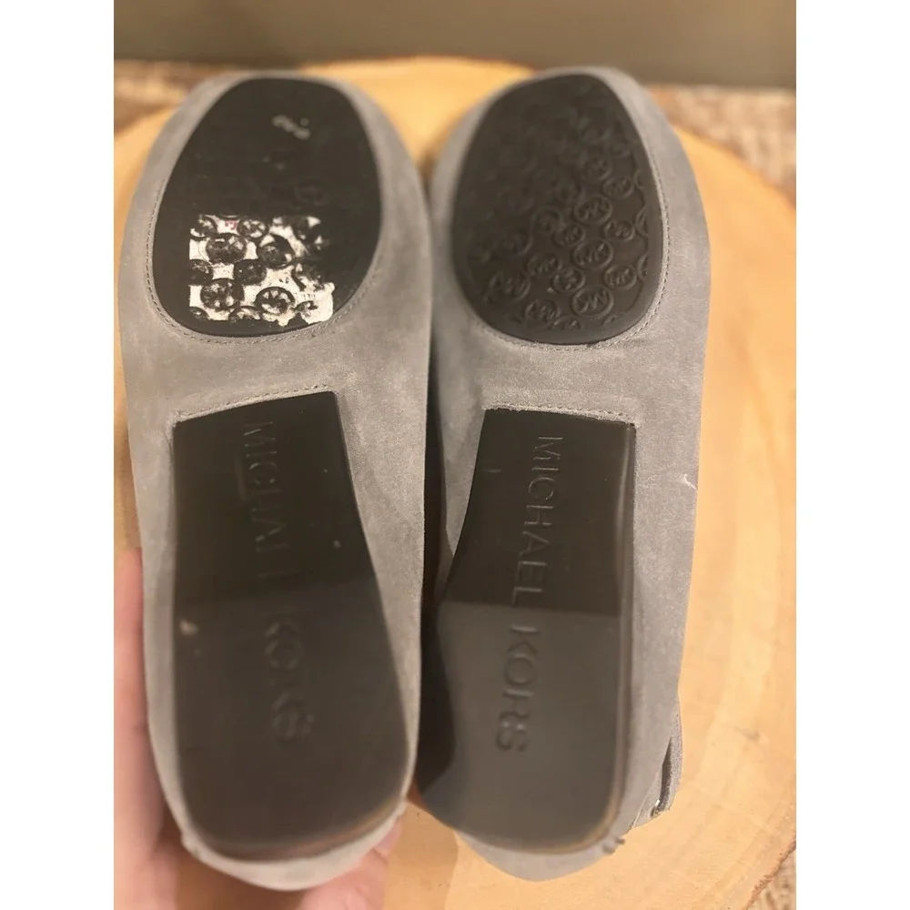 MICHAEL KORS‎ Womens MK Flat Shoes Loafers Moccasins Gray Real Leather Suede 7.5